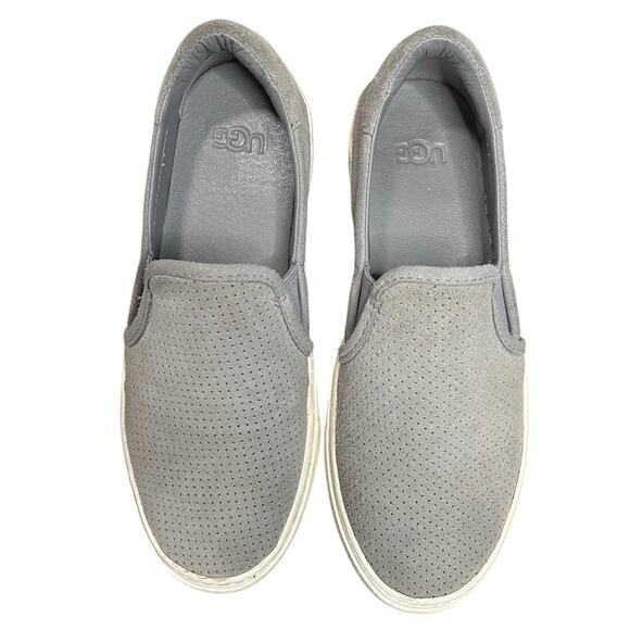 UGG Abies Perforated Slip On Platform Seal Gray Suede Sneakers Women’s Size 6 - Picture 1 of 7